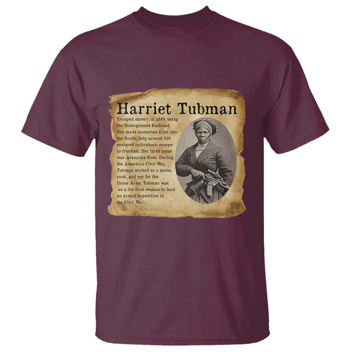 Vintage Harriet Tubman Poster T Shirt Female Empowerment History Gift TS12 Maroon Print Your Wear