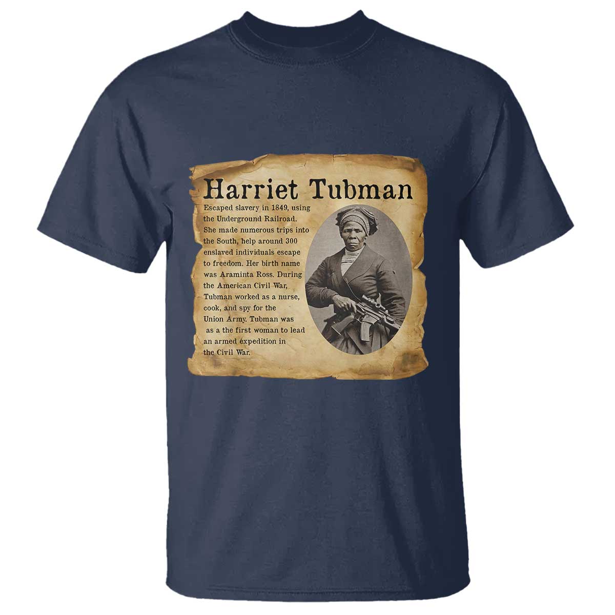 Vintage Harriet Tubman Poster T Shirt Female Empowerment History Gift TS12 Navy Print Your Wear