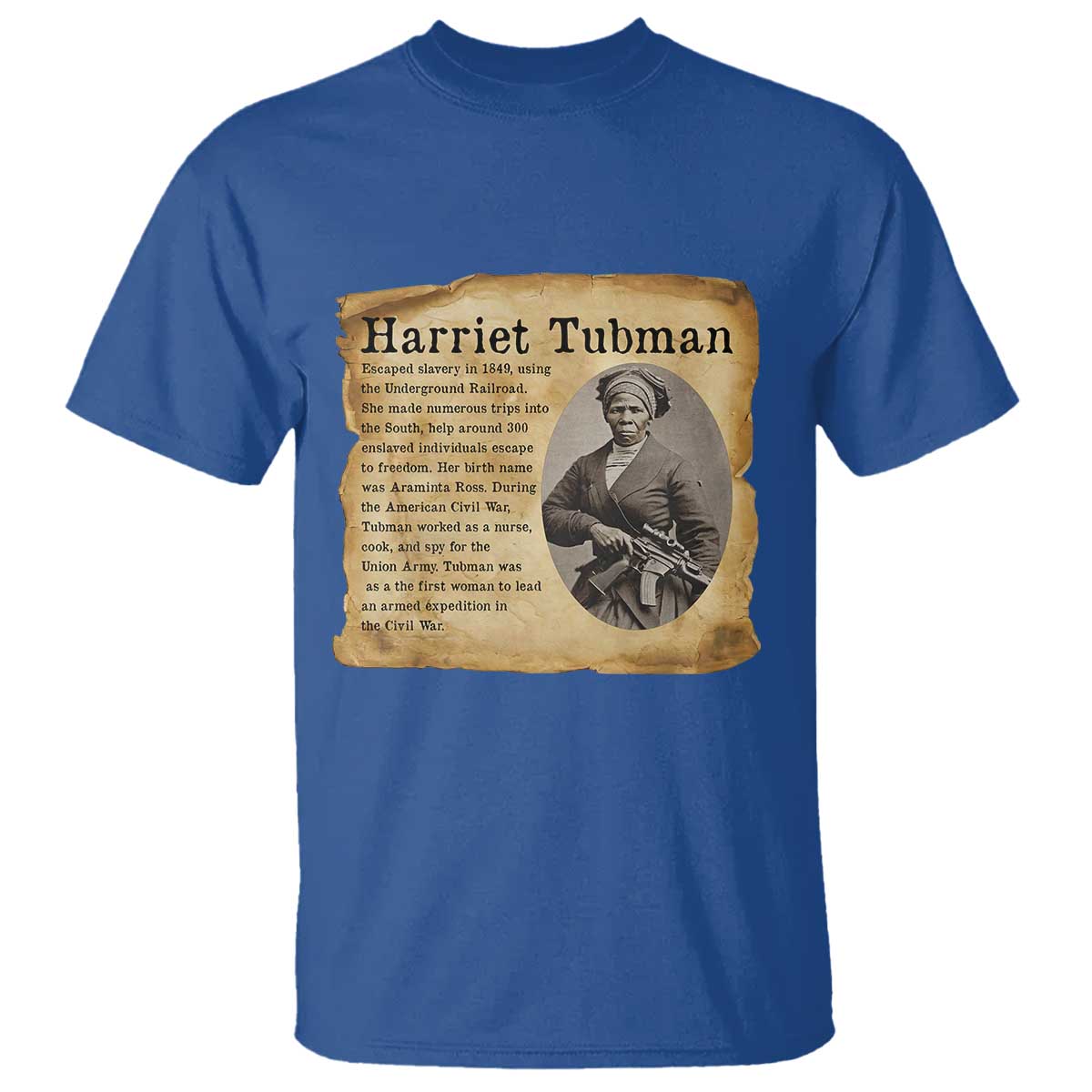 Vintage Harriet Tubman Poster T Shirt Female Empowerment History Gift TS12 Royal Blue Print Your Wear