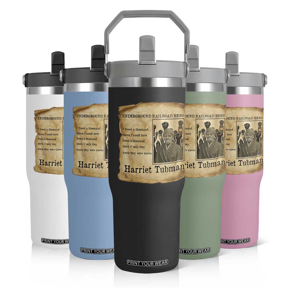 Harriet Tubman Quote Flip Straw Tumbler I Freed A Thousand People Vintage Poster TS12 Print Your Wear