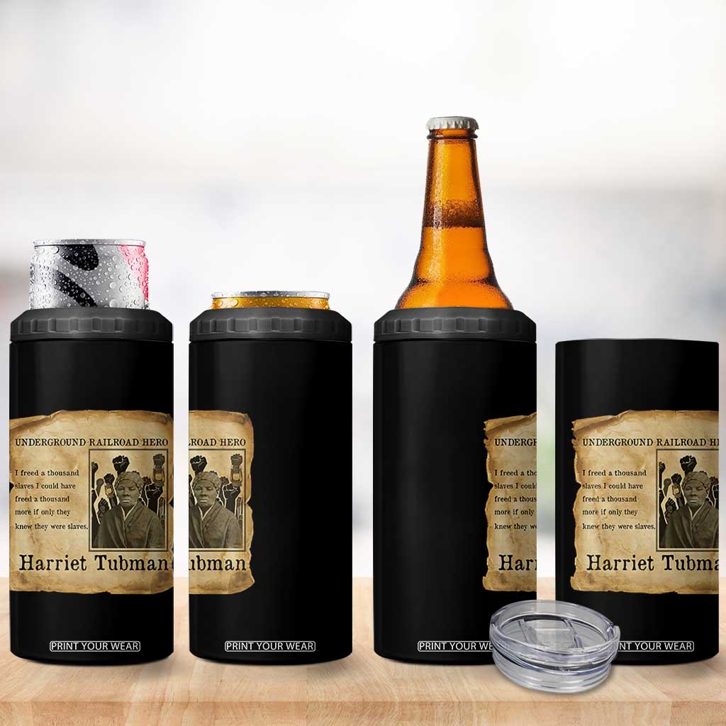 Harriet Tubman Quote 4 in 1 Can Cooler Tumbler I Freed A Thousand People Vintage Poster TS12 Print Your Wear