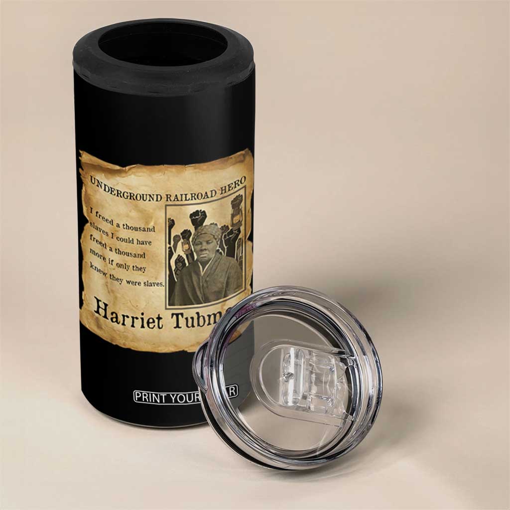 Harriet Tubman Quote 4 in 1 Can Cooler Tumbler I Freed A Thousand People Vintage Poster TS12 Print Your Wear