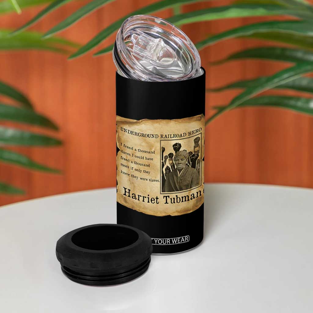 Harriet Tubman Quote 4 in 1 Can Cooler Tumbler I Freed A Thousand People Vintage Poster TS12 Print Your Wear