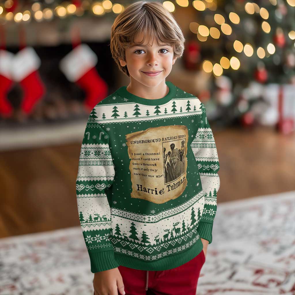 Harriet Tubman Quote Ugly Christmas Sweater I Freed A Thousand People Vintage Poster TS12 Forest Green Beige Print Your Wear