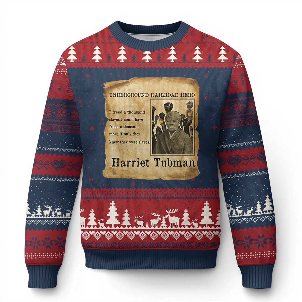 Harriet Tubman Quote Ugly Christmas Sweater I Freed A Thousand People Vintage Poster TS12 Navy Red Print Your Wear