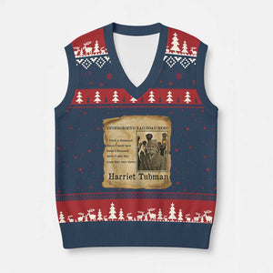 Harriet Tubman Quote V-Neck Knit Sweater Vest I Freed A Thousand People Vintage Poster TS12 Navy Red Print Your Wear