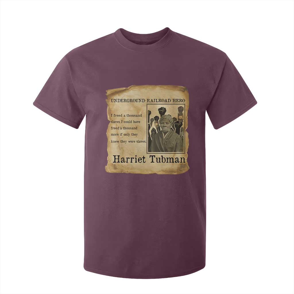 Harriet Tubman Quote T Shirt For Kid I Freed A Thousand People Vintage Poster TS12 Maroon Print Your Wear