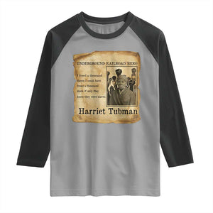 Harriet Tubman Quote Raglan Shirt I Freed A Thousand People Vintage Poster TS12 Sport Gray Black Print Your Wear