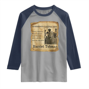 Harriet Tubman Quote Raglan Shirt I Freed A Thousand People Vintage Poster TS12 Sport Gray Navy Print Your Wear