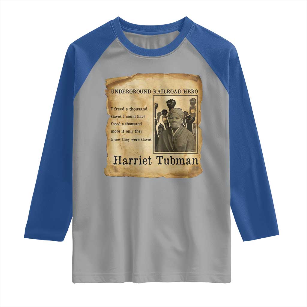 Harriet Tubman Quote Raglan Shirt I Freed A Thousand People Vintage Poster TS12 Sport Gray Royal Print Your Wear