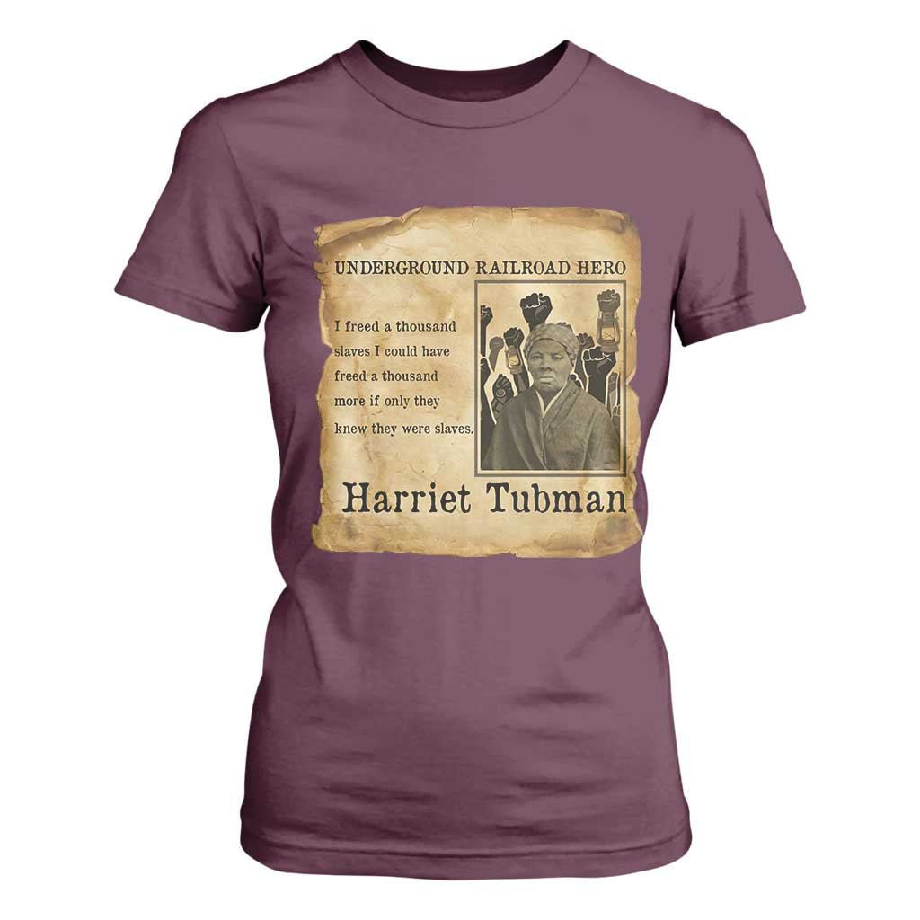 Harriet Tubman Quote T Shirt For Women I Freed A Thousand People Vintage Poster TS12 Maroon Print Your Wear