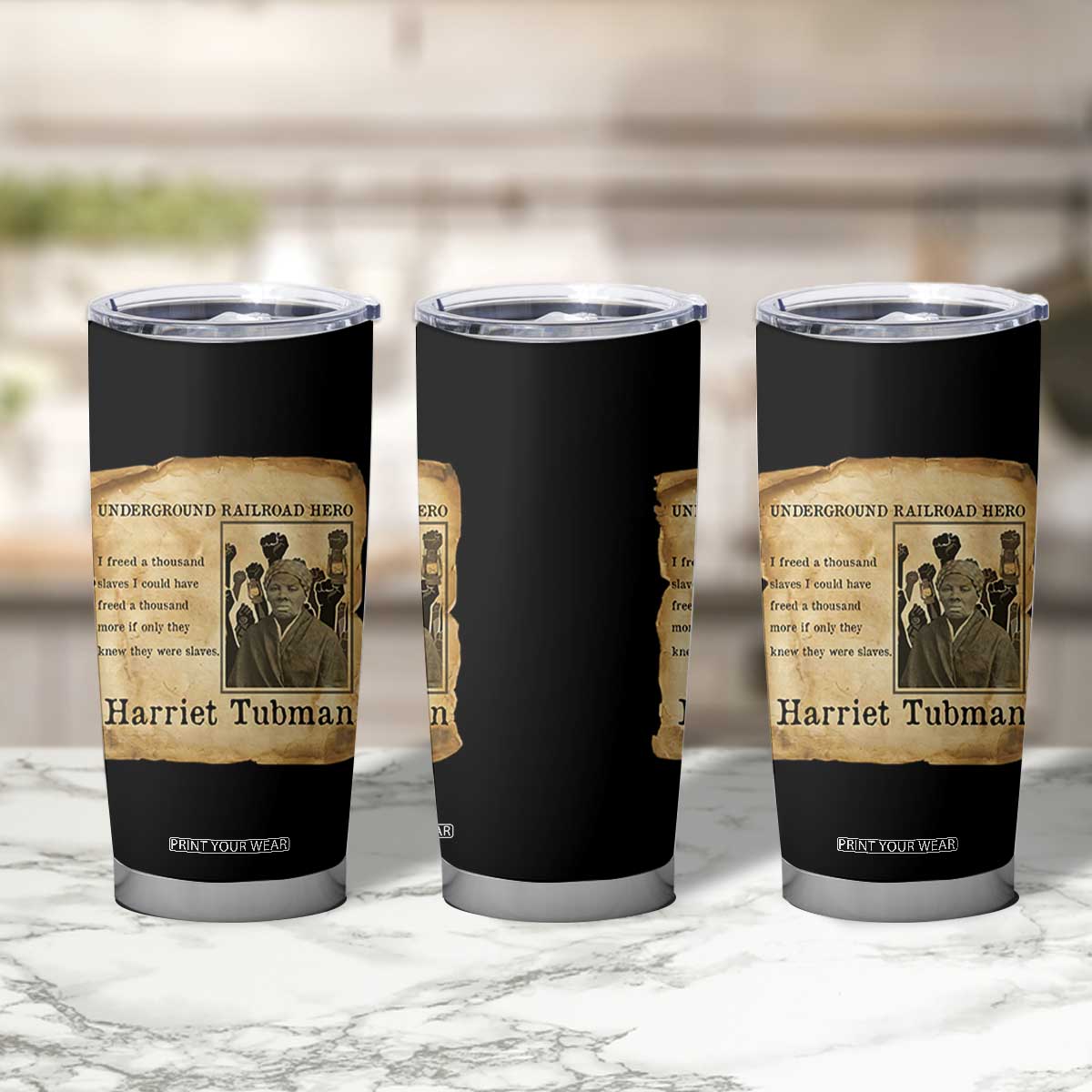 Harriet Tubman Quote Tumbler Cup I Freed A Thousand People Vintage Poster TS12 Print Your Wear