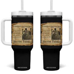 Harriet Tubman Quote Tumbler With Handle I Freed A Thousand People Vintage Poster TS12 One Size: 40 oz Black Print Your Wear