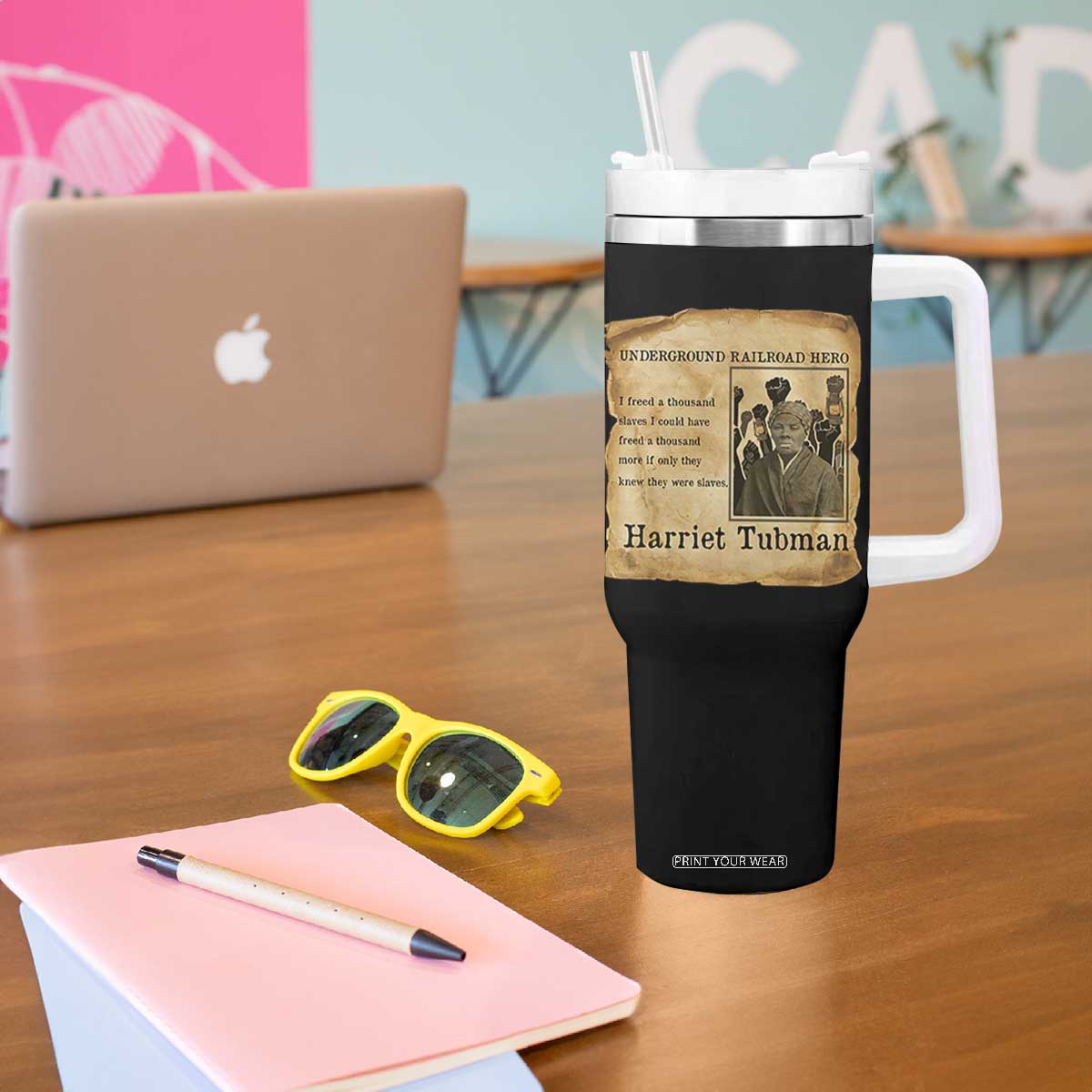Harriet Tubman Quote Tumbler With Handle I Freed A Thousand People Vintage Poster TS12 Print Your Wear