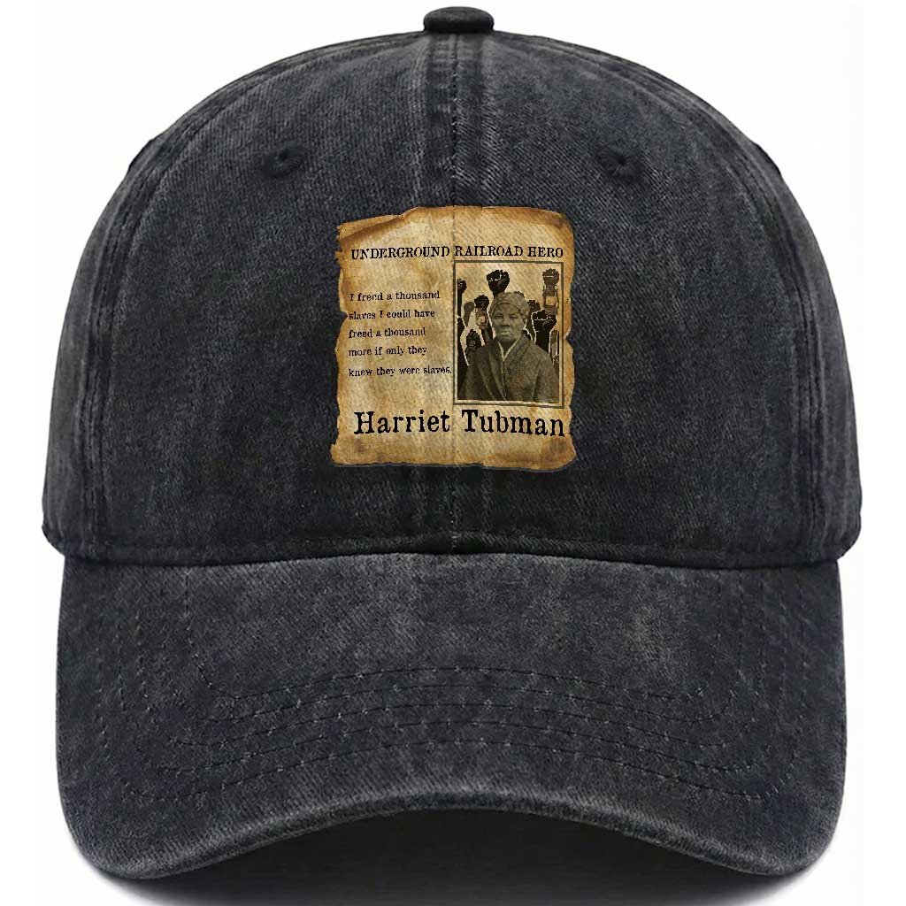 Harriet Tubman Quote Washed Cotton Baseball Cap I Freed A Thousand People Vintage Poster TS12 Print Your Wear
