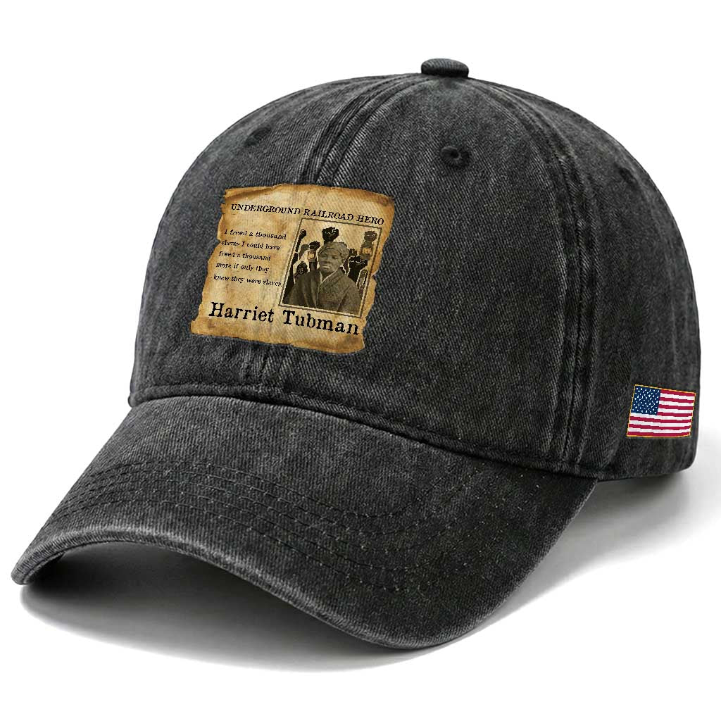 Harriet Tubman Quote Washed Cotton Baseball Cap I Freed A Thousand People Vintage Poster TS12 Print Your Wear