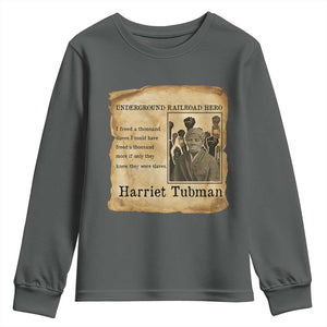 Harriet Tubman Quote Youth Sweatshirt I Freed A Thousand People Vintage Poster TS12 Dark Heather Print Your Wear