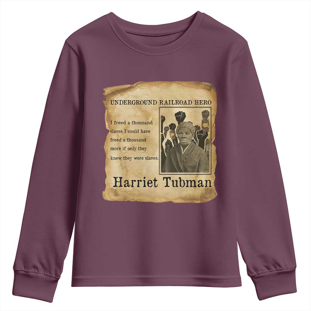 Harriet Tubman Quote Youth Sweatshirt I Freed A Thousand People Vintage Poster TS12 Maroon Print Your Wear