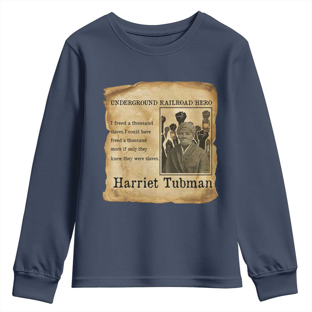Harriet Tubman Quote Youth Sweatshirt I Freed A Thousand People Vintage Poster TS12 Navy Print Your Wear