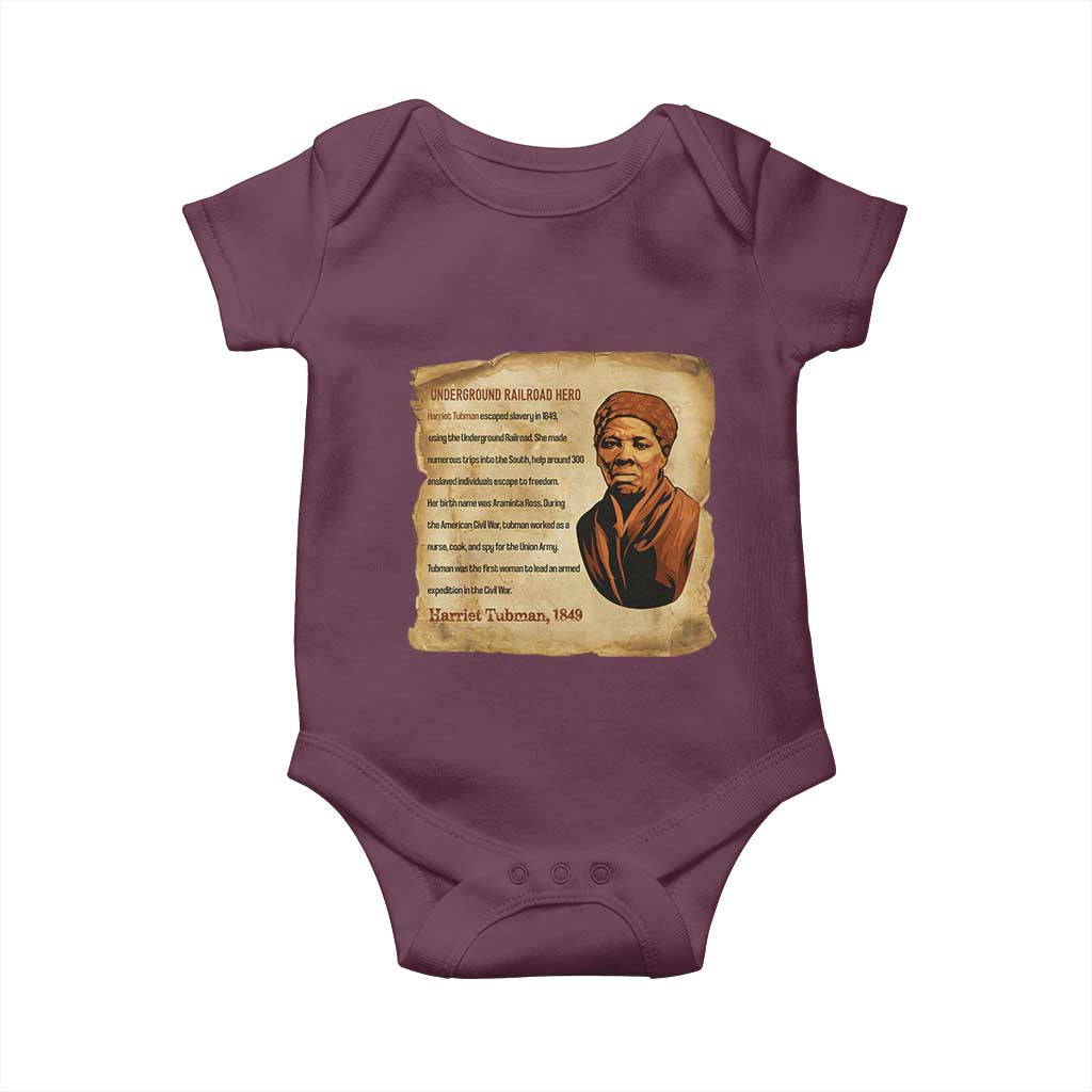 Harriet Tubman Baby Onesie Black American Hero Underground Railroad TS12 Maroon Print Your Wear