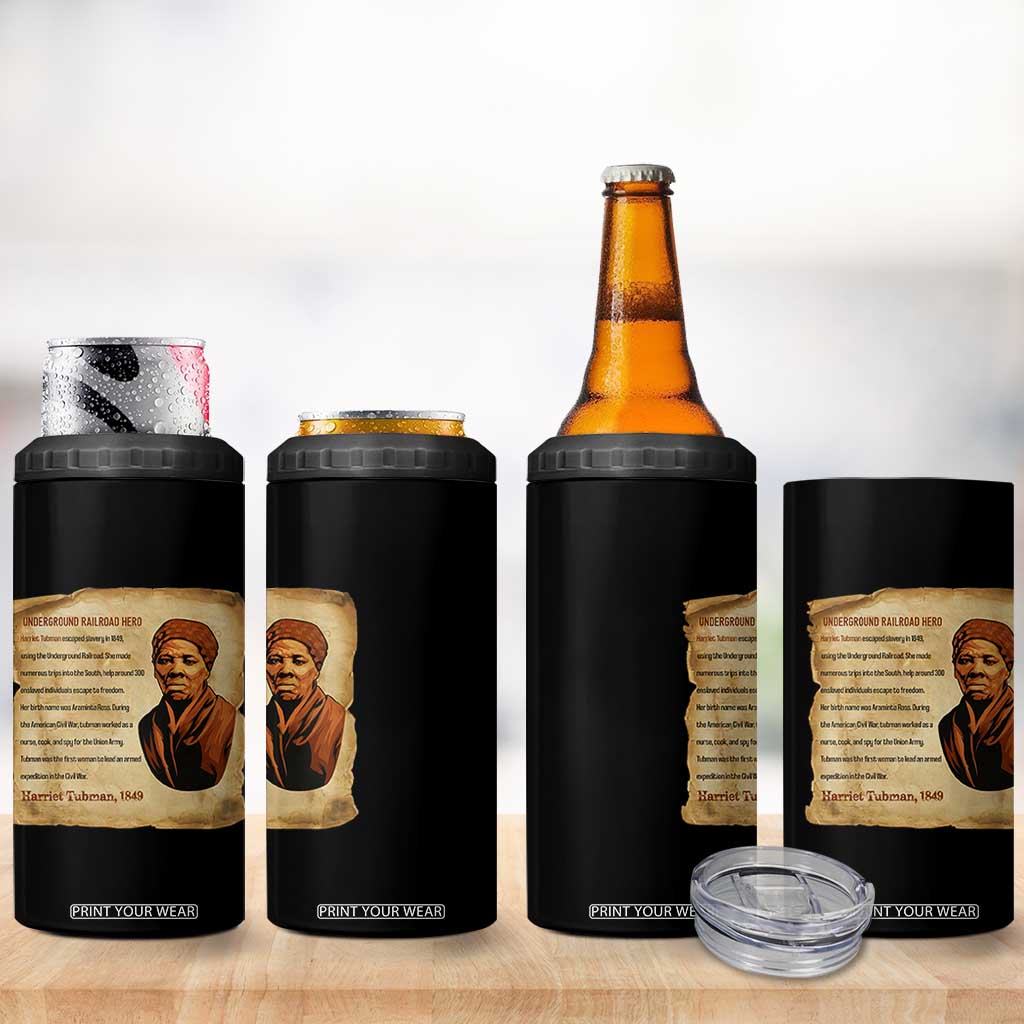Harriet Tubman 4 in 1 Can Cooler Tumbler Black American Hero Underground Railroad TS12 Print Your Wear