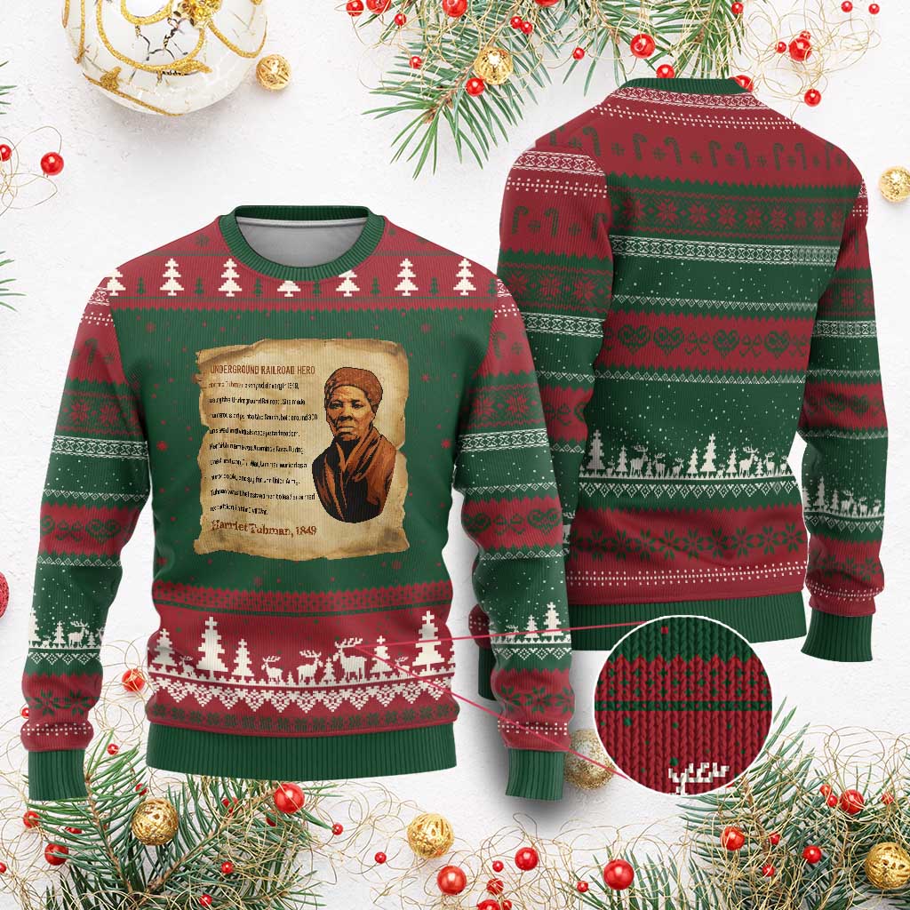 Harriet Tubman Ugly Christmas Sweater Black American Hero Underground Railroad TS12 Red Green Print Your Wear
