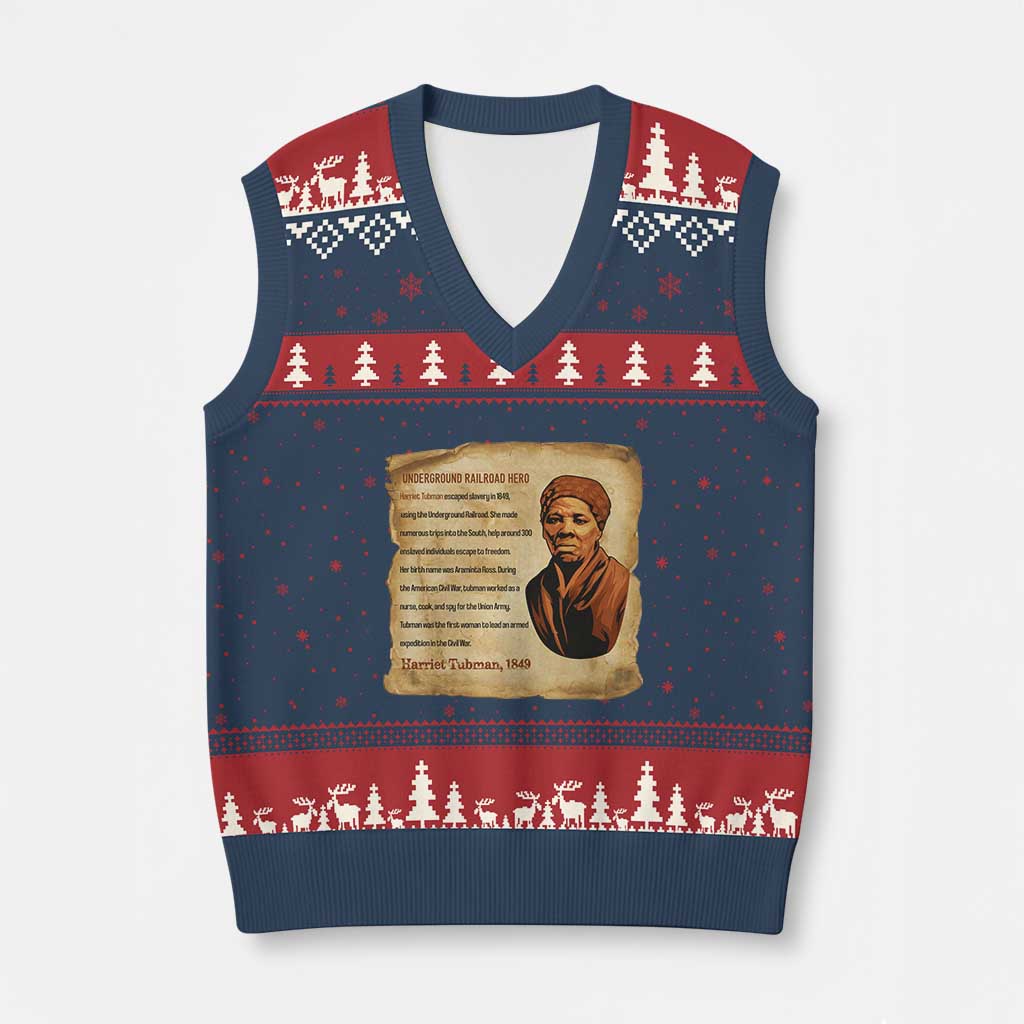 Harriet Tubman V-Neck Knit Sweater Vest Black American Hero Underground Railroad TS12 Navy Red Print Your Wear