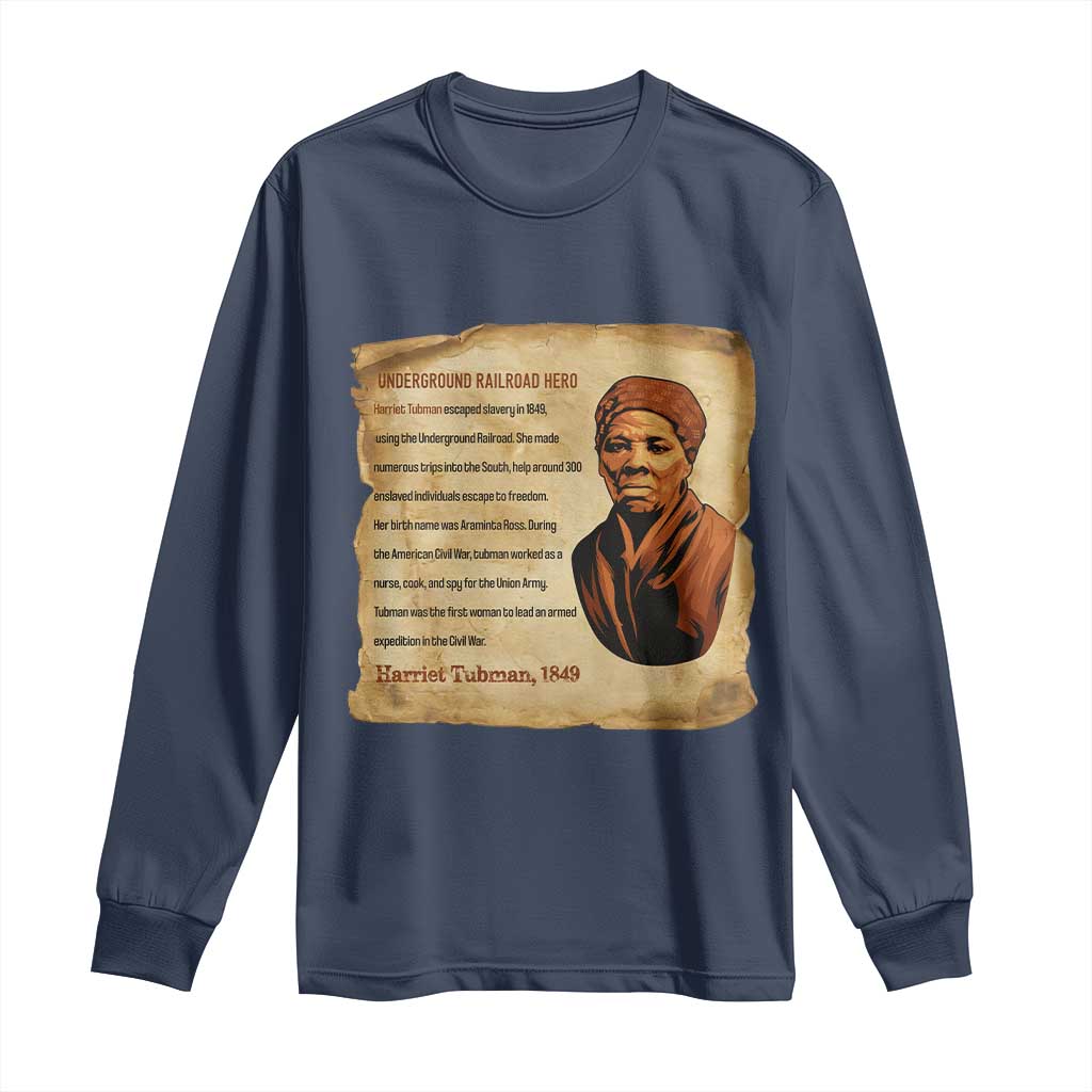 Harriet Tubman Long Sleeve Shirt Black American Hero Underground Railroad TS12 Navy Print Your Wear