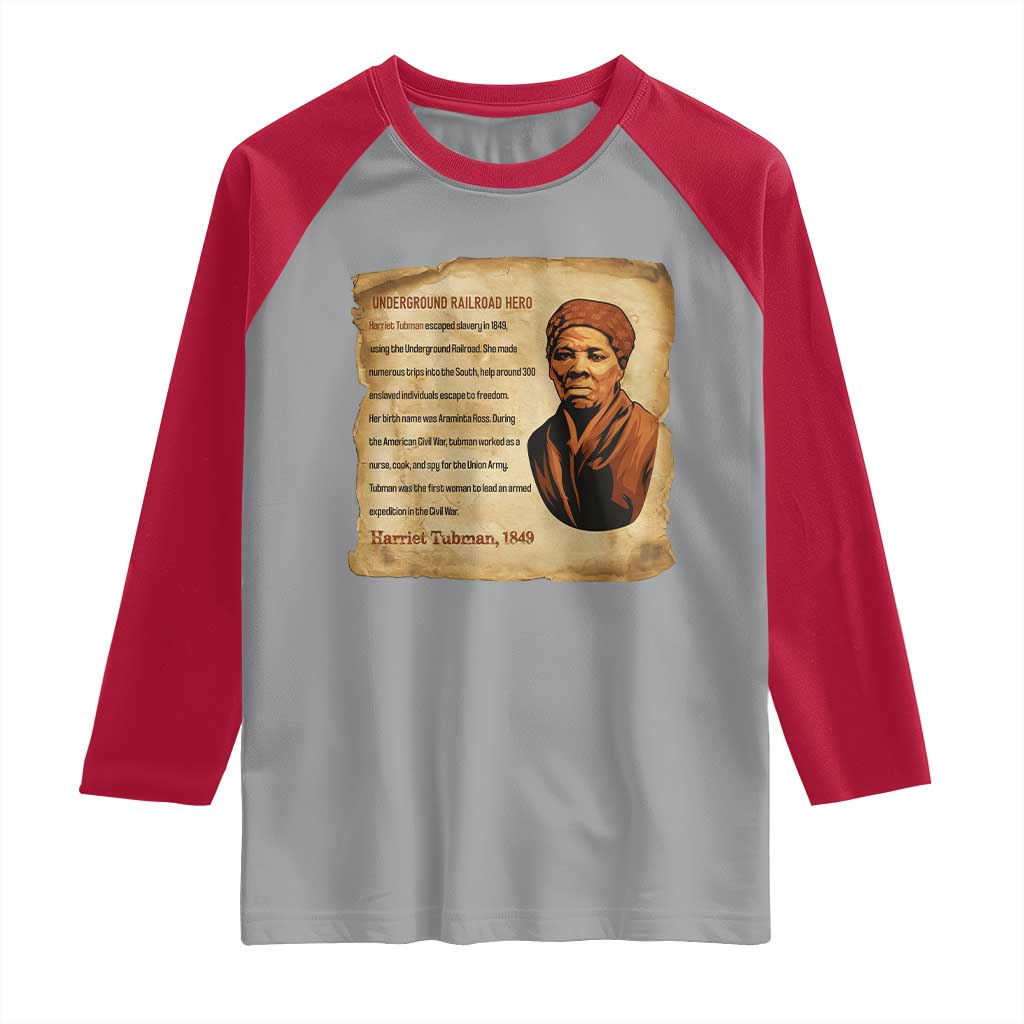 Harriet Tubman Raglan Shirt Black American Hero Underground Railroad TS12 Sport Gray Red Print Your Wear