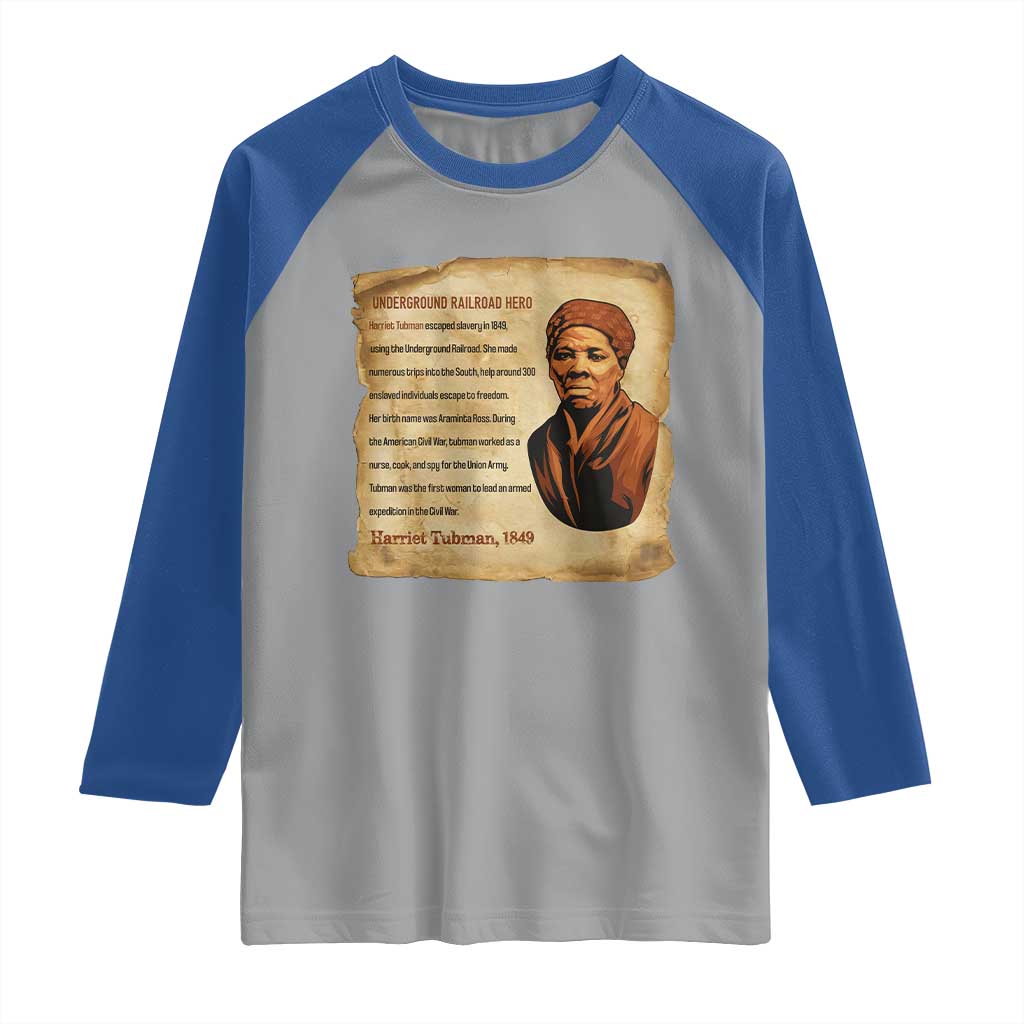 Harriet Tubman Raglan Shirt Black American Hero Underground Railroad TS12 Sport Gray Royal Print Your Wear