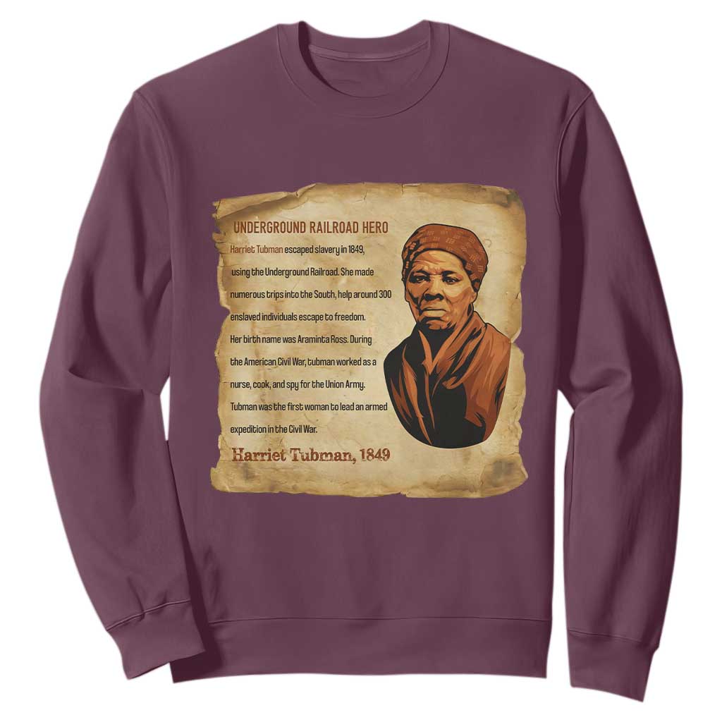 Harriet Tubman Sweatshirt Black American Hero Underground Railroad TS12 Maroon Print Your Wear
