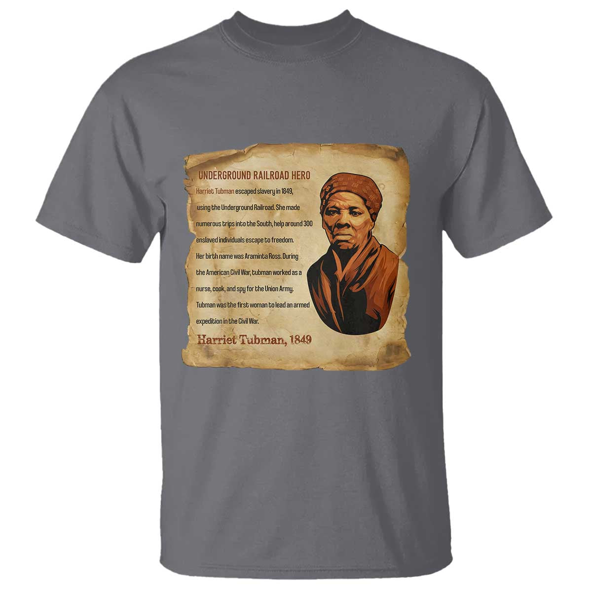 Harriet Tubman T Shirt Black American Hero Underground Railroad TS12 Charcoal Print Your Wear