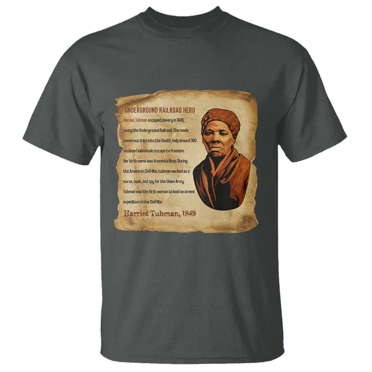 Harriet Tubman T Shirt Black American Hero Underground Railroad TS12 Dark Heather Print Your Wear