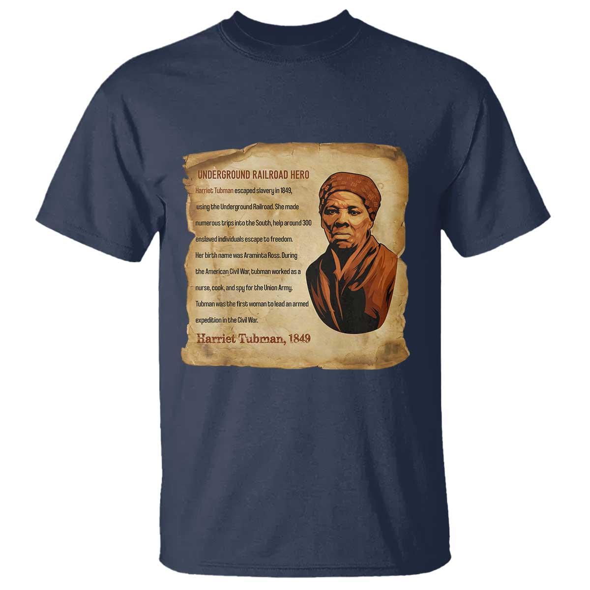 Harriet Tubman T Shirt Black American Hero Underground Railroad TS12 Navy Print Your Wear
