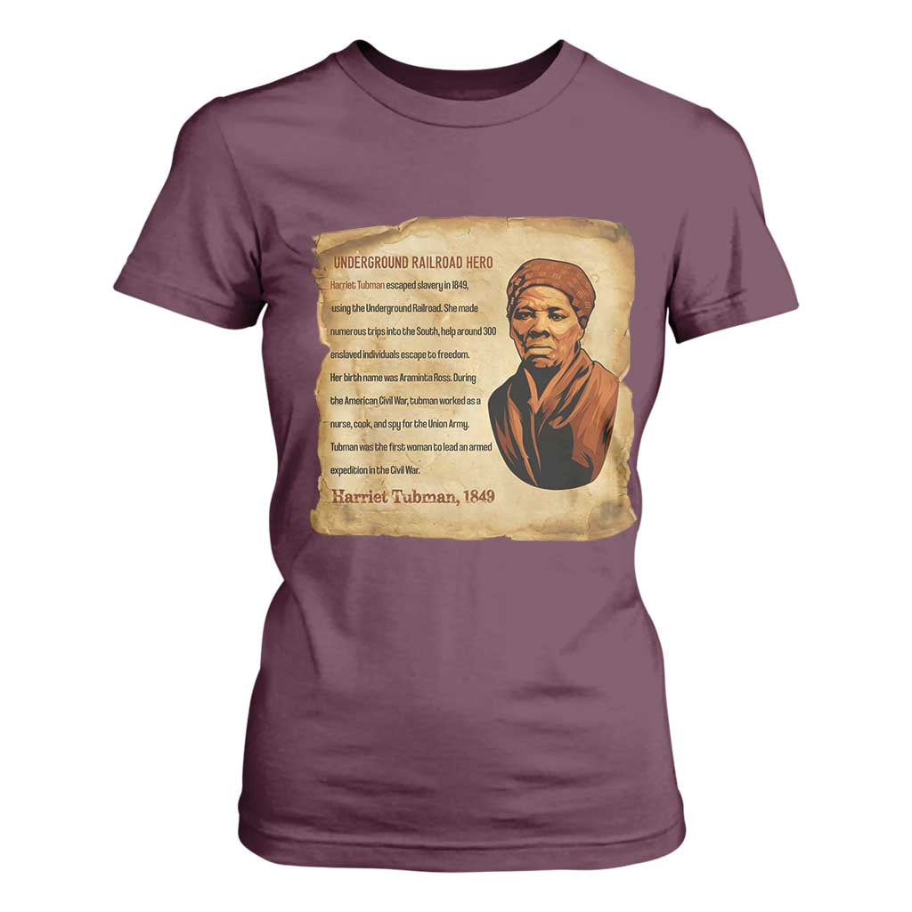 Harriet Tubman T Shirt For Women Black American Hero Underground Railroad TS12 Maroon Print Your Wear