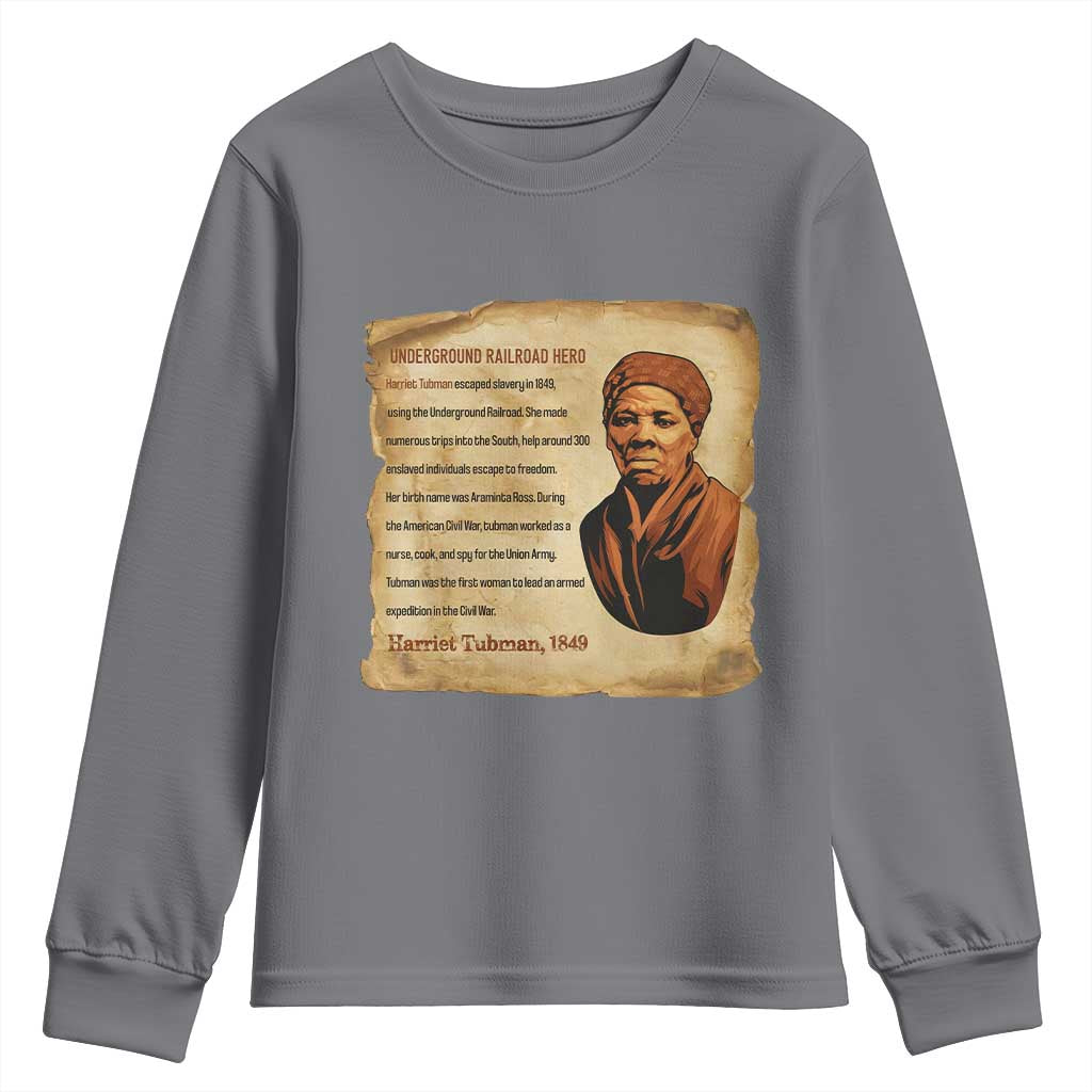 Harriet Tubman Youth Sweatshirt Black American Hero Underground Railroad TS12 Charcoal Print Your Wear
