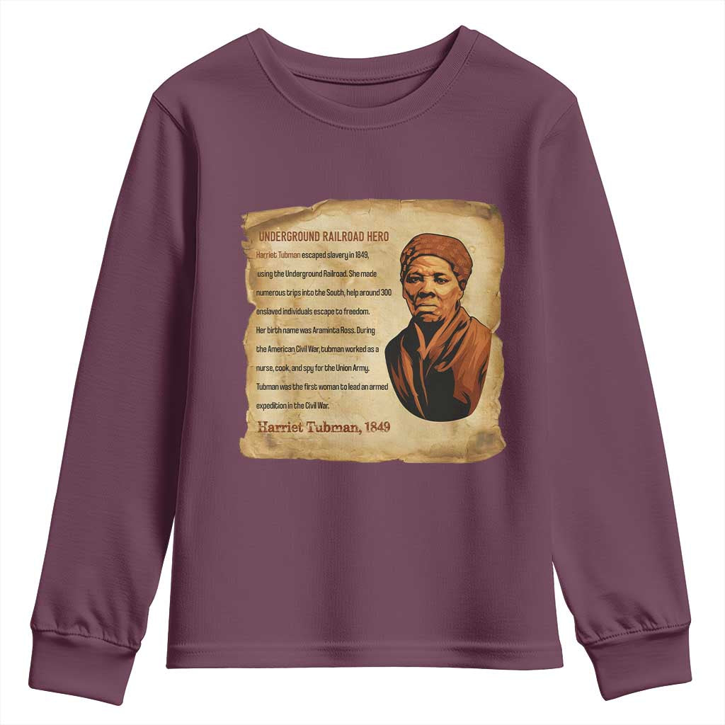 Harriet Tubman Youth Sweatshirt Black American Hero Underground Railroad TS12 Maroon Print Your Wear
