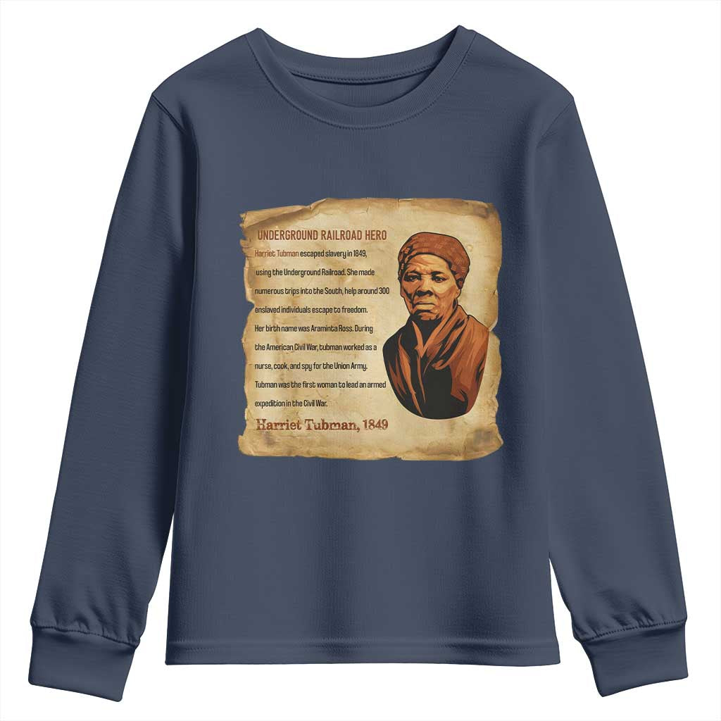 Harriet Tubman Youth Sweatshirt Black American Hero Underground Railroad TS12 Navy Print Your Wear