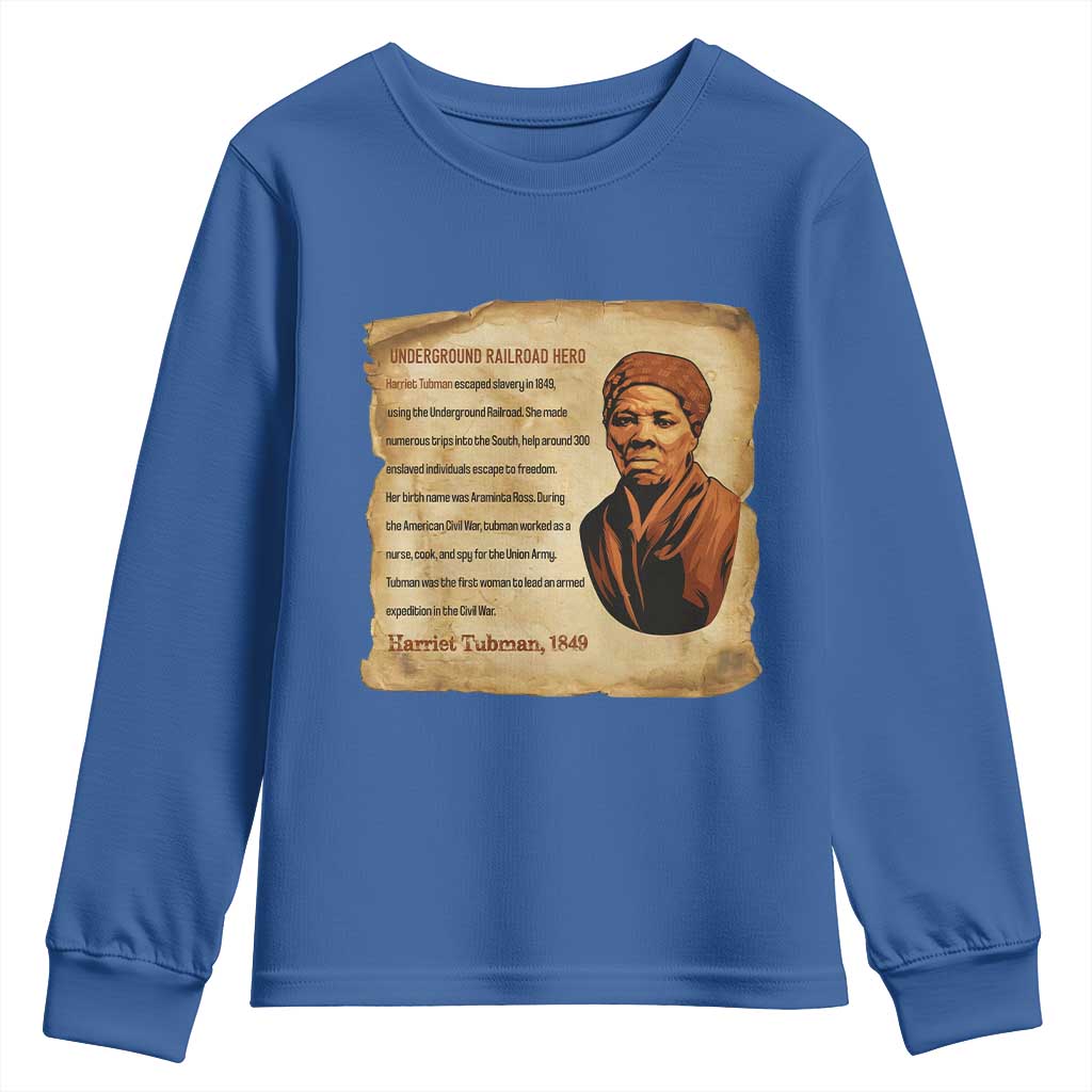 Harriet Tubman Youth Sweatshirt Black American Hero Underground Railroad TS12 Royal Blue Print Your Wear