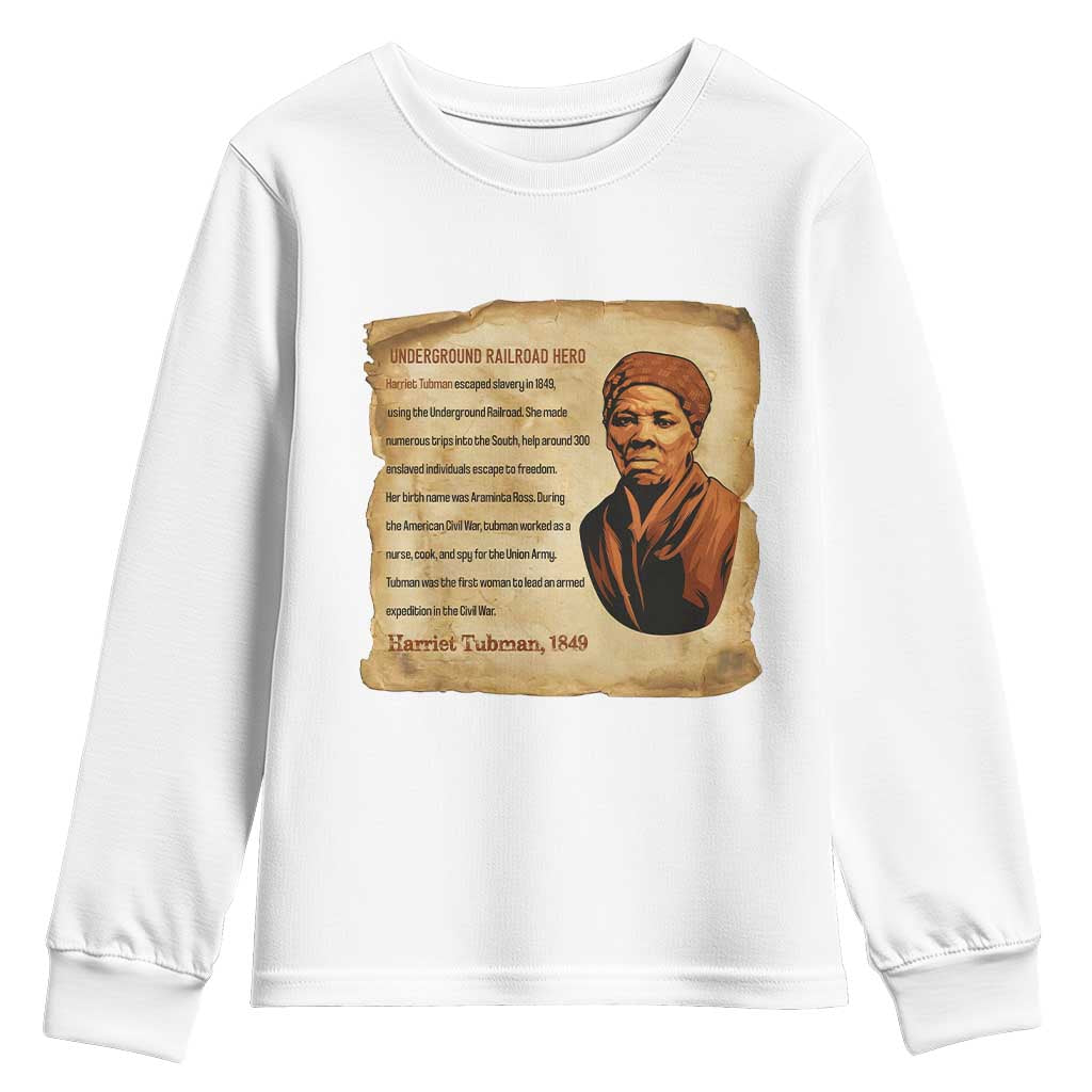 Harriet Tubman Youth Sweatshirt Black American Hero Underground Railroad TS12 White Print Your Wear