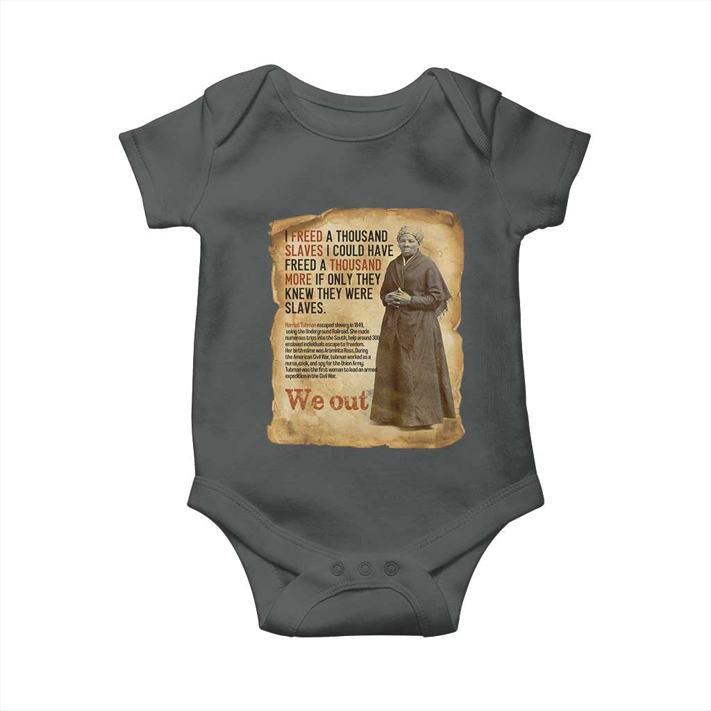 Harriet Tubman We Out Baby Onesie Vintage Black History Gift TS12 Dark Heather Print Your Wear