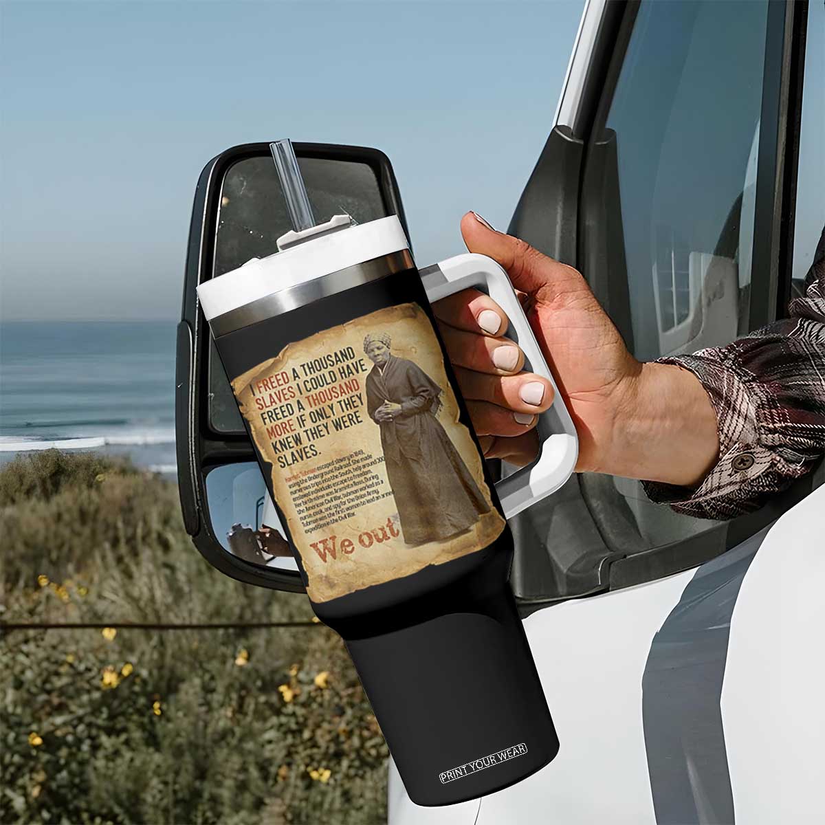 Harriet Tubman We Out Tumbler With Handle Vintage Black History Gift TS12 Print Your Wear