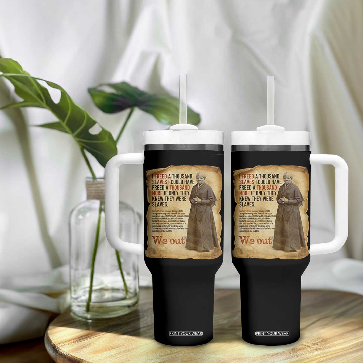 Harriet Tubman We Out Tumbler With Handle Vintage Black History Gift TS12 Print Your Wear