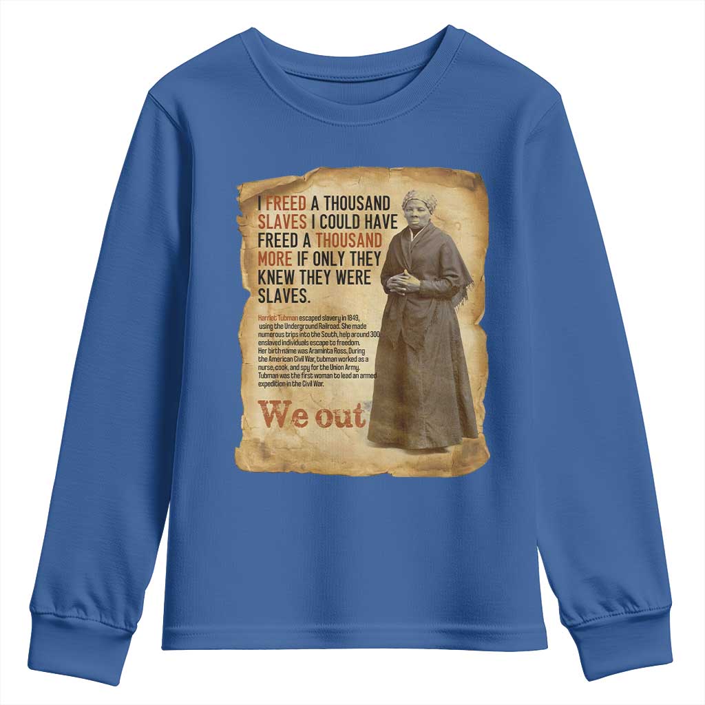 Harriet Tubman We Out Youth Sweatshirt Vintage Black History Gift TS12 Royal Blue Print Your Wear