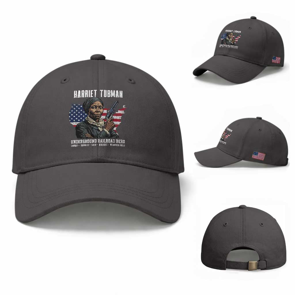Harriet Tubman Patriotic Baseball Cap Female Empowerment History Gift TS12 Baseball Cap Universal Fit Dark Gray Print Your Wear