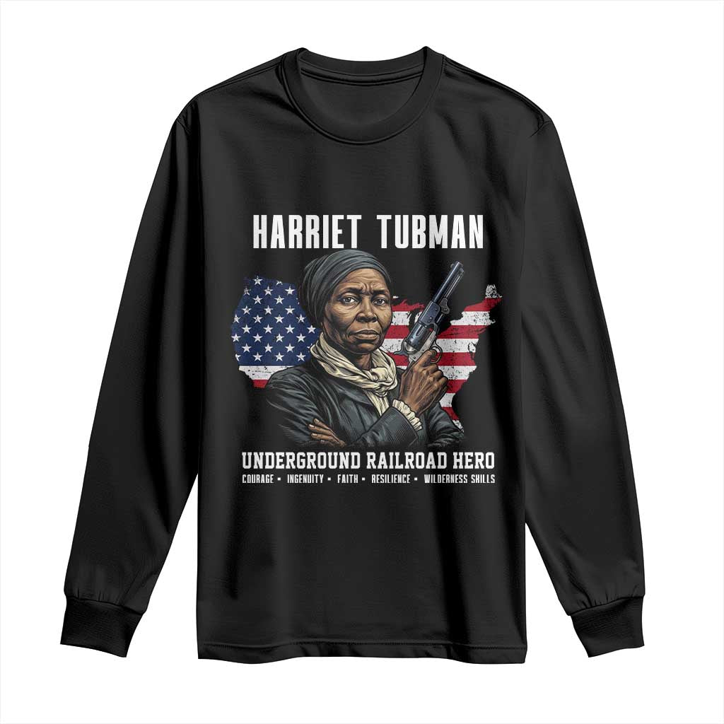 Harriet Tubman Patriotic Long Sleeve Shirt Female Empowerment History Gift TS12 Black Print Your Wear