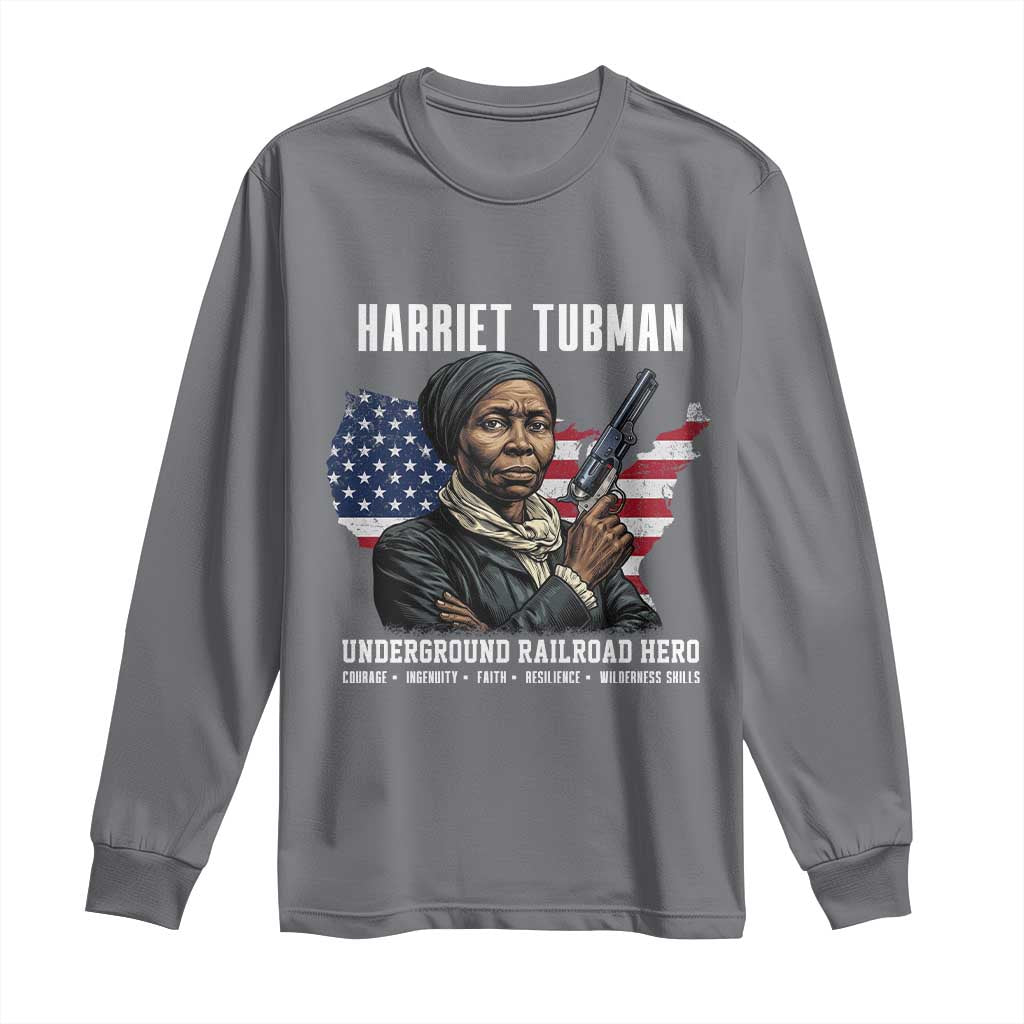 Harriet Tubman Patriotic Long Sleeve Shirt Female Empowerment History Gift TS12 Charcoal Print Your Wear