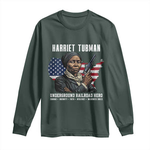 Harriet Tubman Patriotic Long Sleeve Shirt Female Empowerment History Gift TS12 Dark Forest Green Print Your Wear