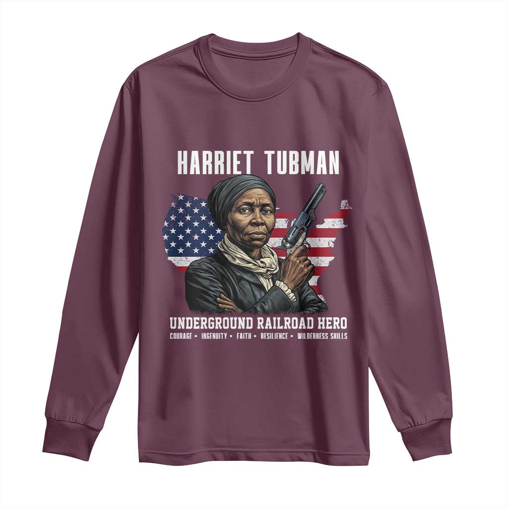 Harriet Tubman Patriotic Long Sleeve Shirt Female Empowerment History Gift TS12 Maroon Print Your Wear