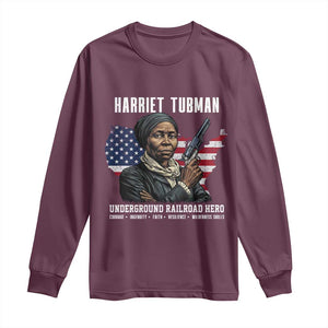 Harriet Tubman Patriotic Long Sleeve Shirt Female Empowerment History Gift TS12 Maroon Print Your Wear